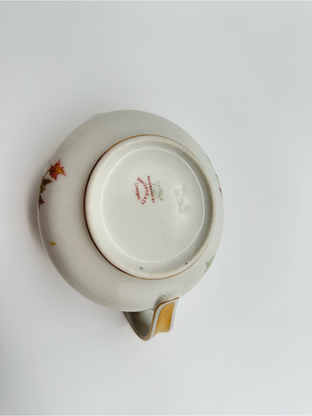Haviland Limoges Autumn Leaf Creamer & Covered Sugar Bowl Gold Accents - Picture 6 of 16